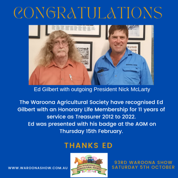 Ed Gilbert recieves Honorary Life Membership Award