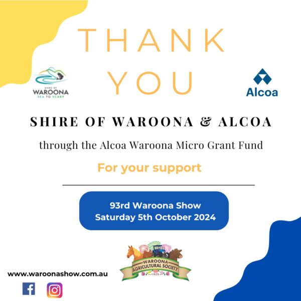 Alcoa Waroona Micro Grants Fund assists Waroona Show with new resources to help Children