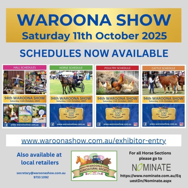Waroona Show Schedules now available