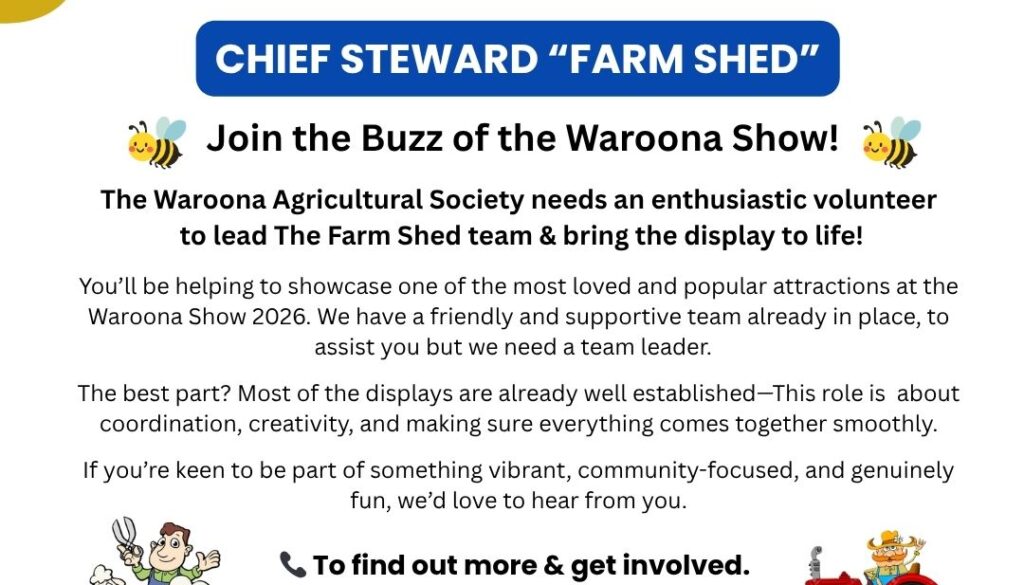 Position Vacant Chief Steward Farm Shed 1