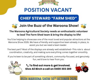 Position Vacant Chief Steward Farm Shed 1